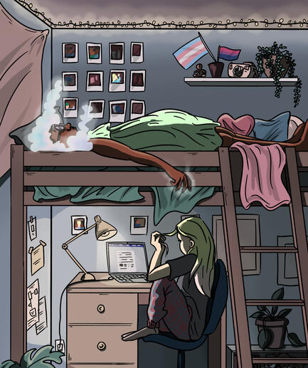 Hewa naps while Kate does homework